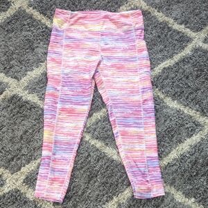 Pro Player Moisture Wicking Stripe Pastel Workout Legging With Phone Pocket L